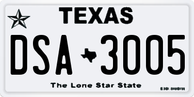TX license plate DSA3005
