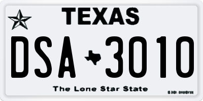 TX license plate DSA3010