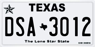 TX license plate DSA3012