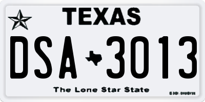 TX license plate DSA3013