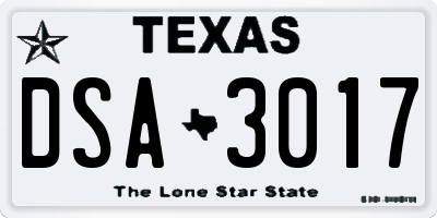 TX license plate DSA3017
