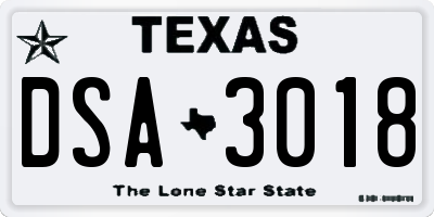 TX license plate DSA3018