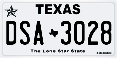 TX license plate DSA3028
