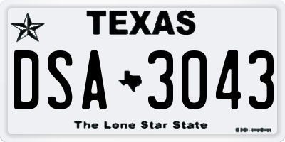 TX license plate DSA3043