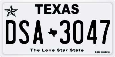 TX license plate DSA3047