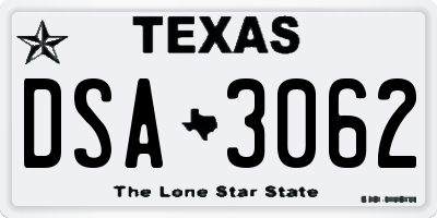 TX license plate DSA3062