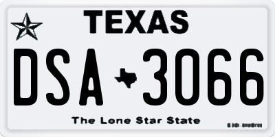 TX license plate DSA3066