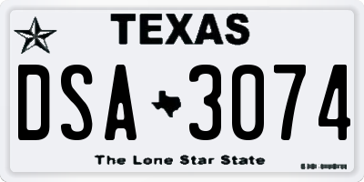 TX license plate DSA3074