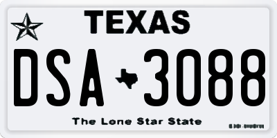 TX license plate DSA3088