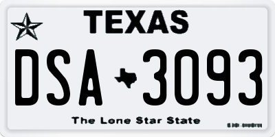 TX license plate DSA3093
