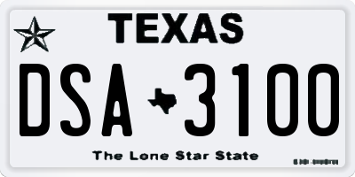 TX license plate DSA3100