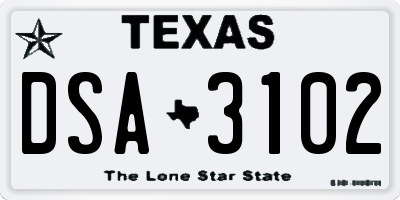 TX license plate DSA3102