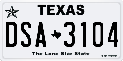 TX license plate DSA3104