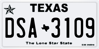 TX license plate DSA3109