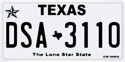 TX license plate DSA3110