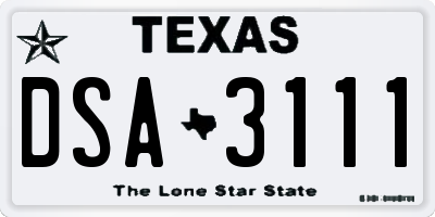 TX license plate DSA3111