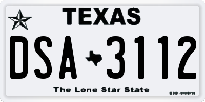 TX license plate DSA3112