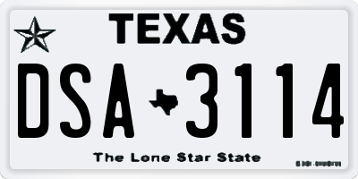 TX license plate DSA3114