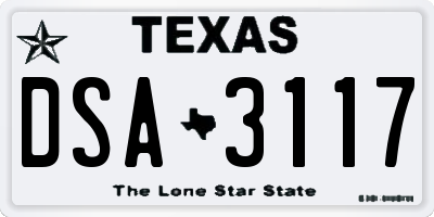 TX license plate DSA3117