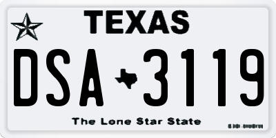 TX license plate DSA3119