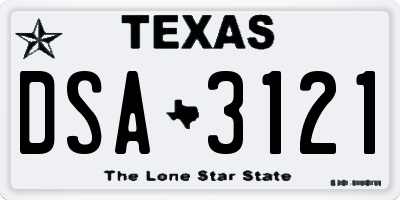 TX license plate DSA3121
