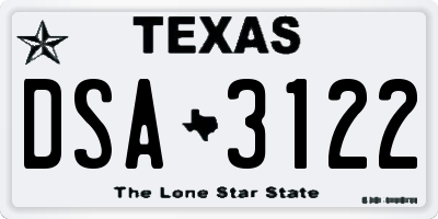 TX license plate DSA3122