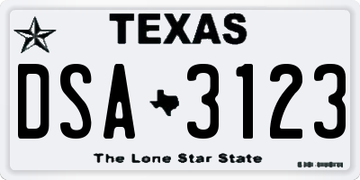 TX license plate DSA3123