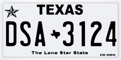 TX license plate DSA3124
