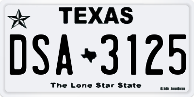 TX license plate DSA3125