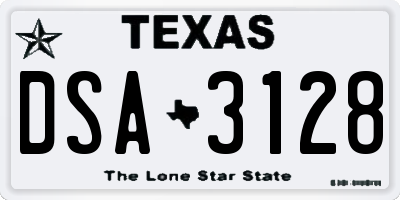 TX license plate DSA3128