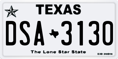 TX license plate DSA3130