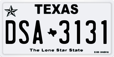 TX license plate DSA3131