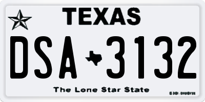 TX license plate DSA3132
