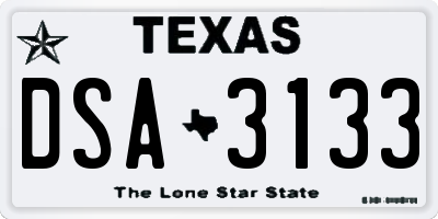 TX license plate DSA3133