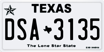 TX license plate DSA3135