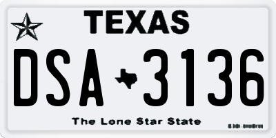 TX license plate DSA3136