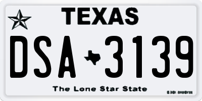 TX license plate DSA3139