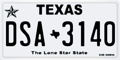 TX license plate DSA3140