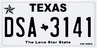 TX license plate DSA3141