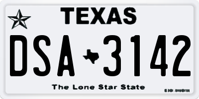 TX license plate DSA3142