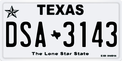 TX license plate DSA3143