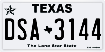 TX license plate DSA3144