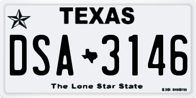 TX license plate DSA3146