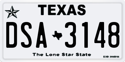 TX license plate DSA3148