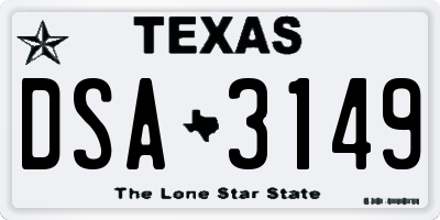 TX license plate DSA3149