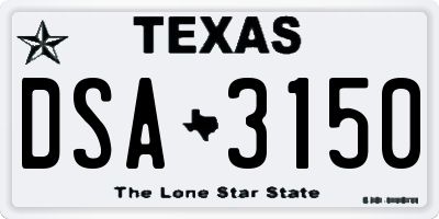 TX license plate DSA3150