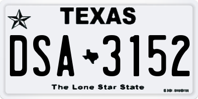 TX license plate DSA3152