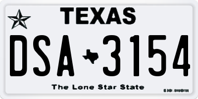 TX license plate DSA3154