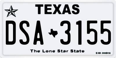 TX license plate DSA3155