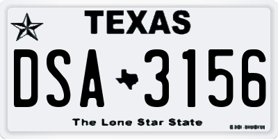 TX license plate DSA3156